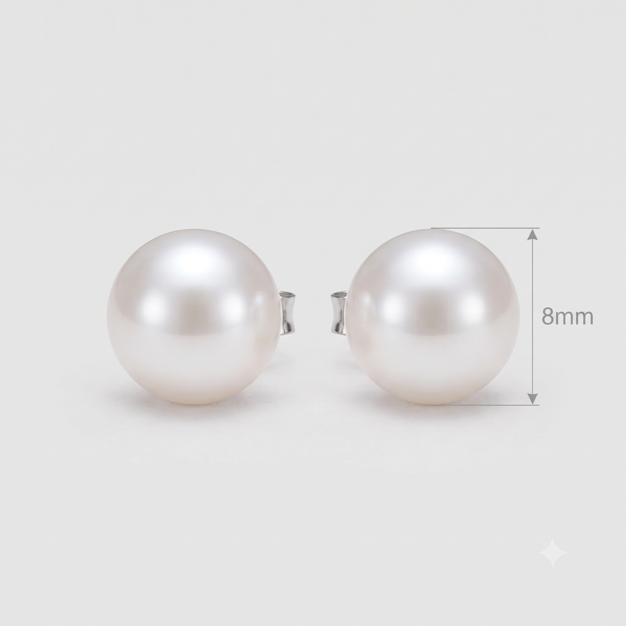 Silver Button Pearl Earring
