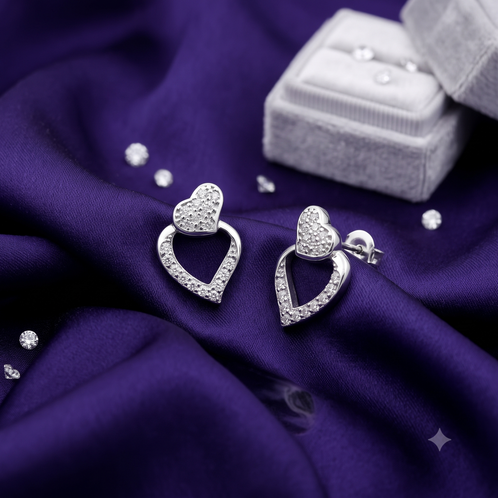 Silver Nex Heart Earrings