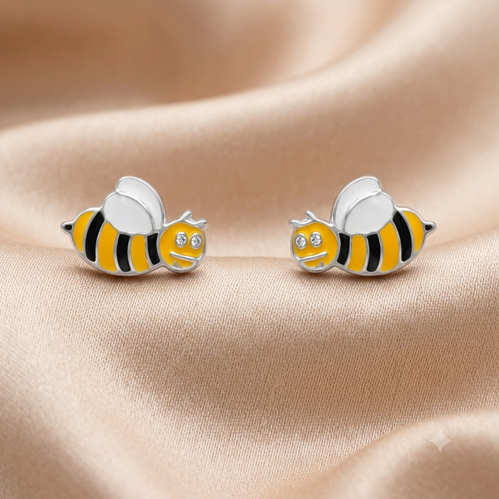 Silver Honey Bee Earrings