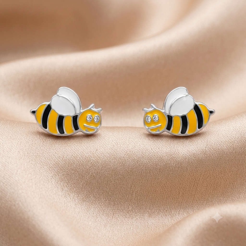 Silver Honey Bee Earrings
