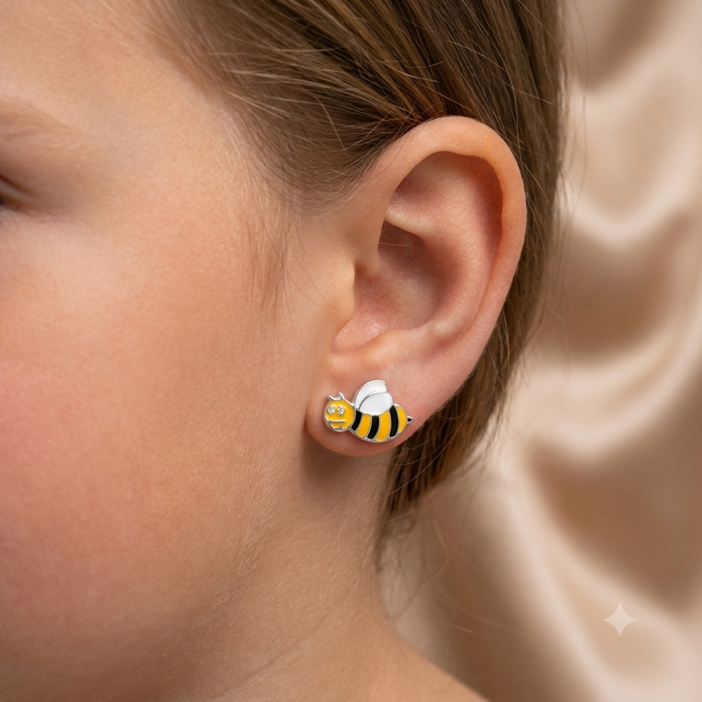 Silver Honey Bee Earrings