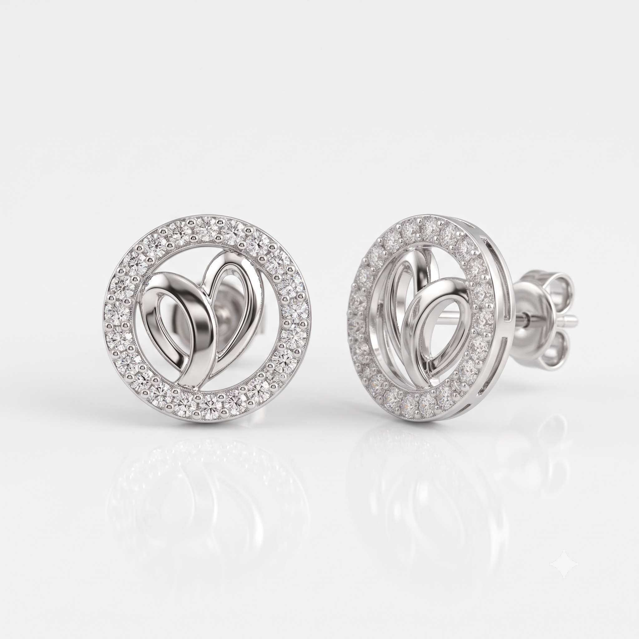 Silver Leaves in Sparkling Hoop Earrings