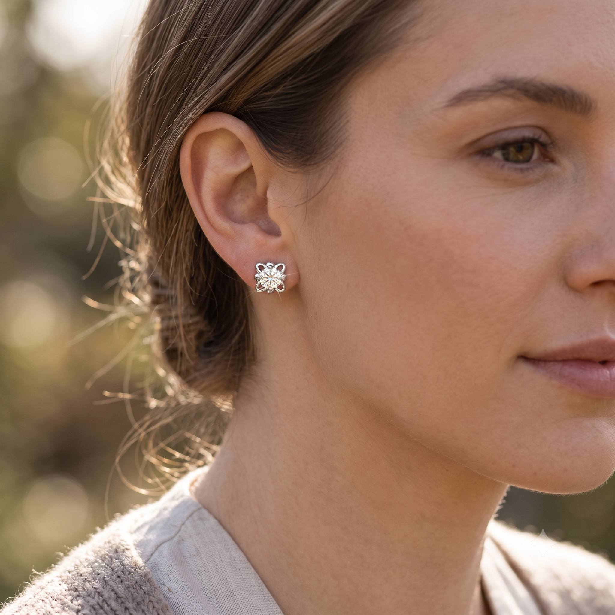 Silver Solitaire Highlight Earrings
