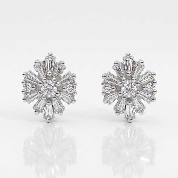 Silver Shimmer Daisy Flower Earrings