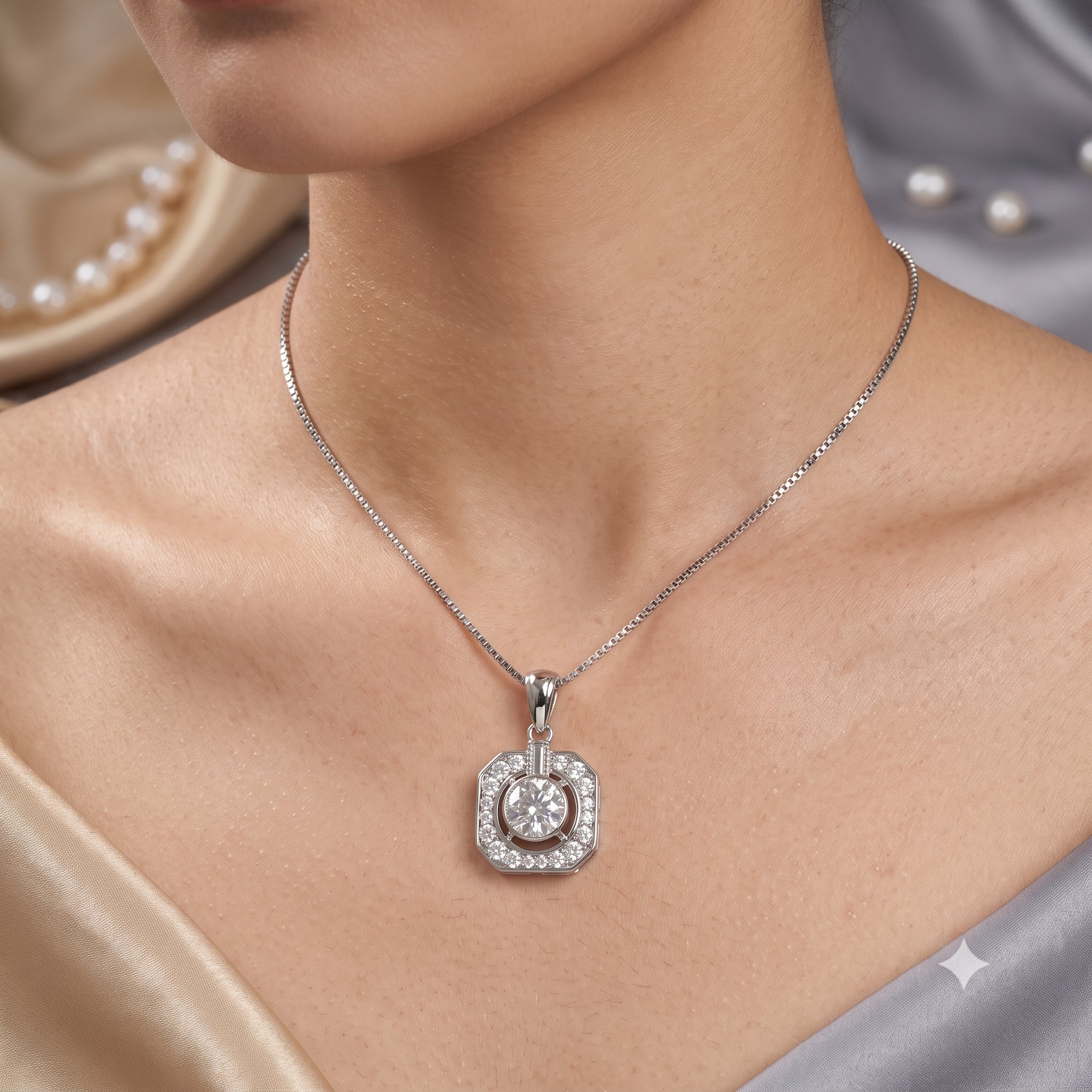 Silver Sparkling Heirloom Pendant