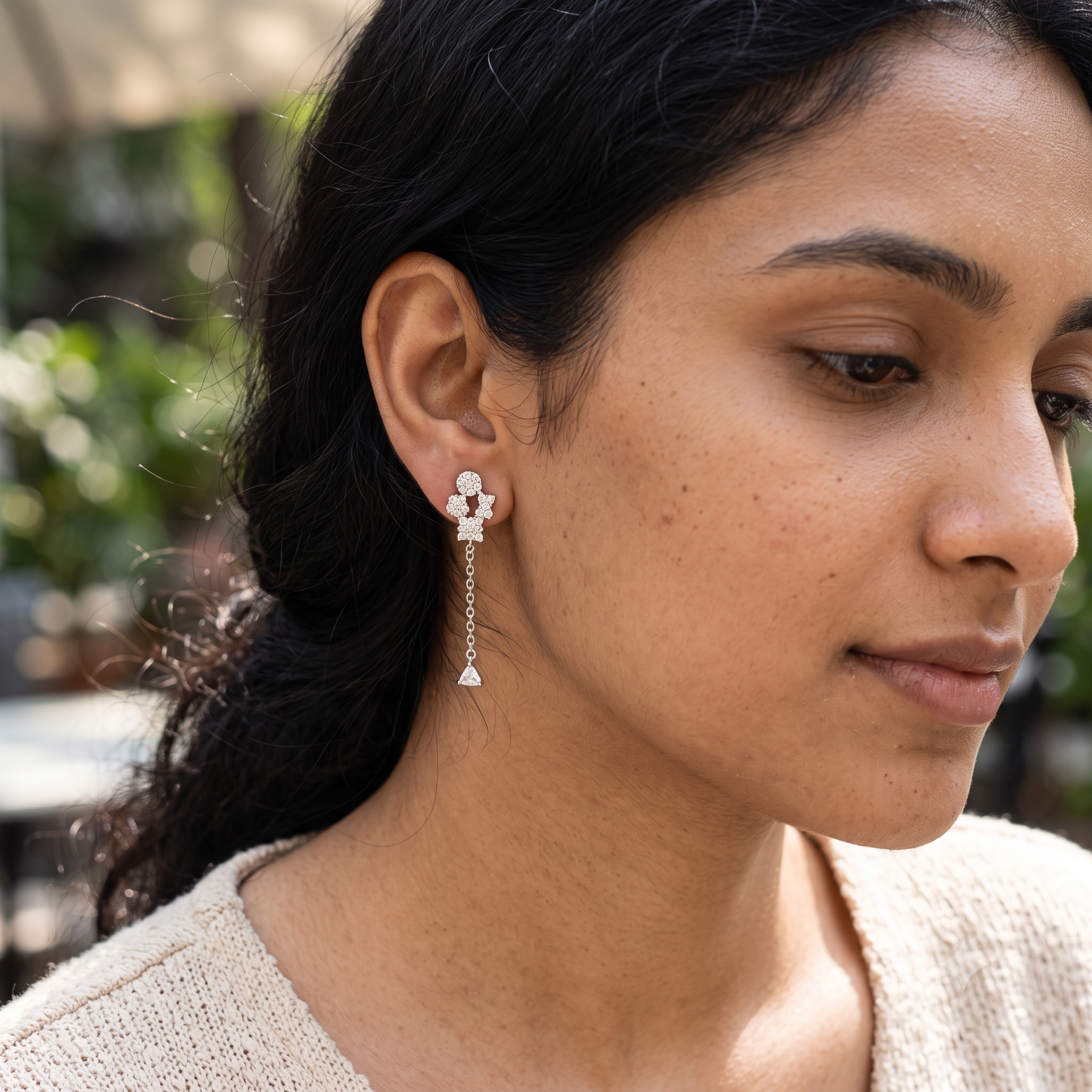 Silver Sparkle Fantasy with Danglers Earrings
