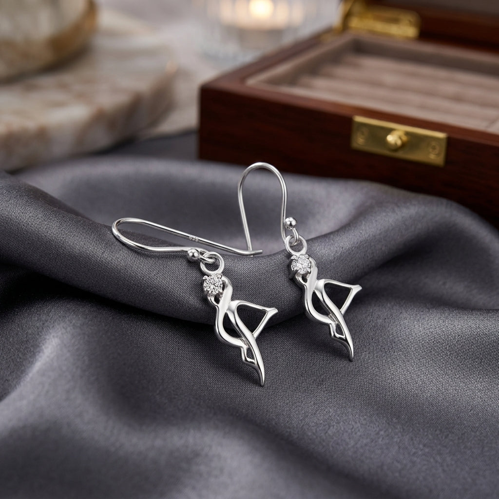 Silver Flamingo Hook Earrings