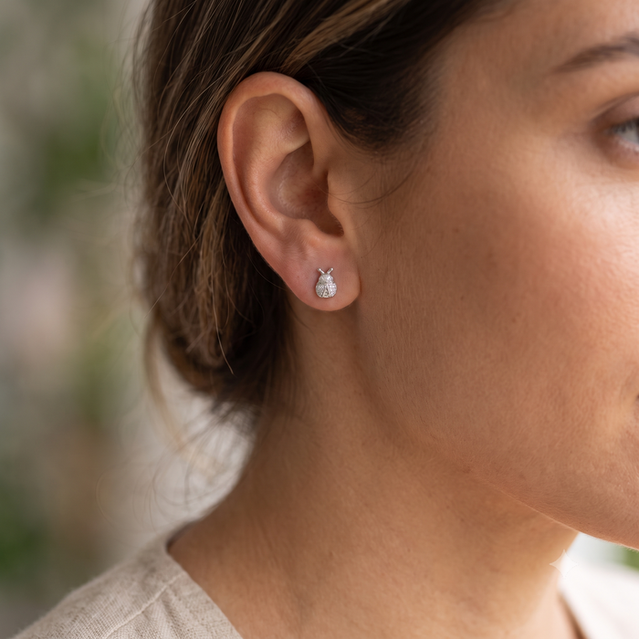 Silver Sparkling Lady Bug Earrings