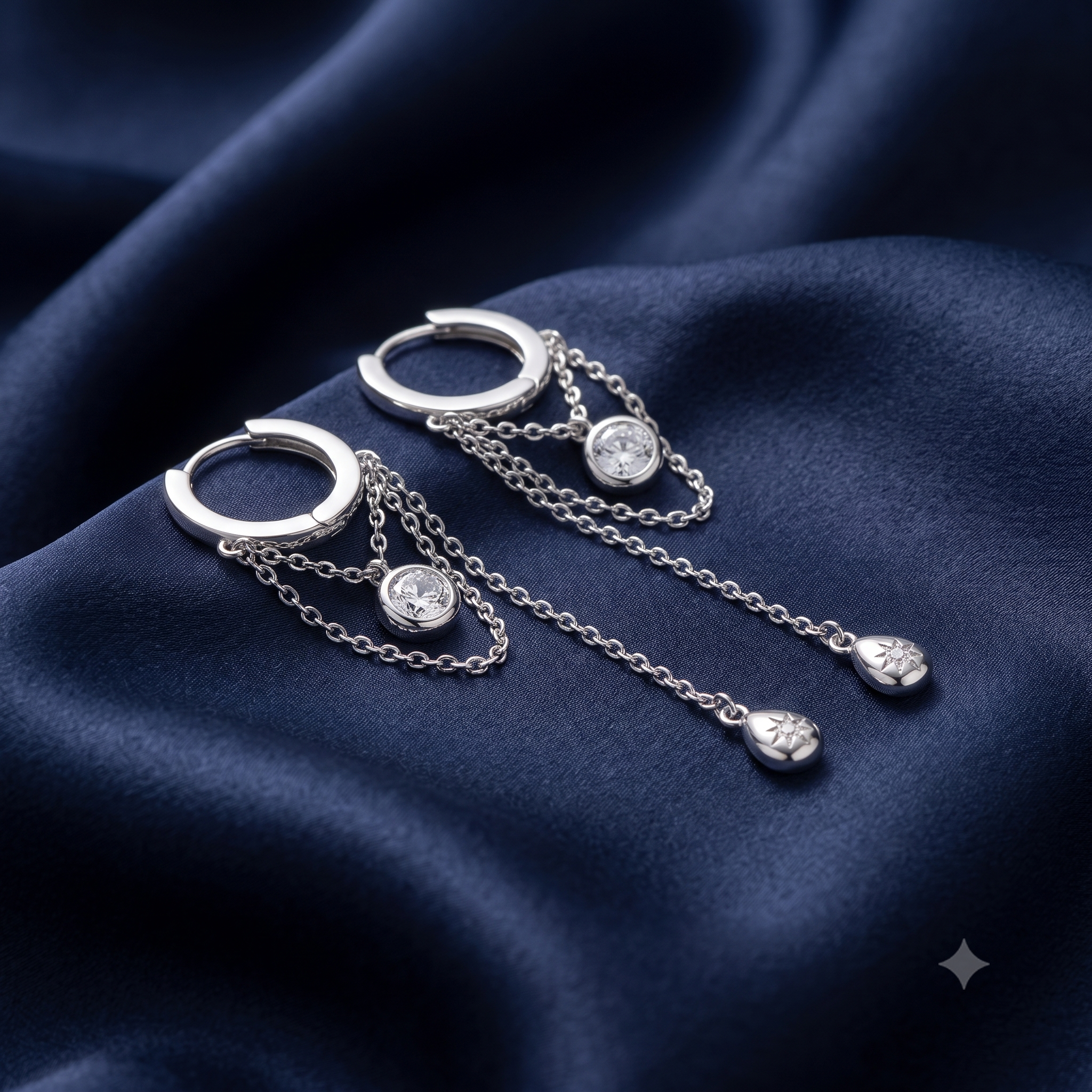 Silver Shimmy Dangler Hoop Earrings