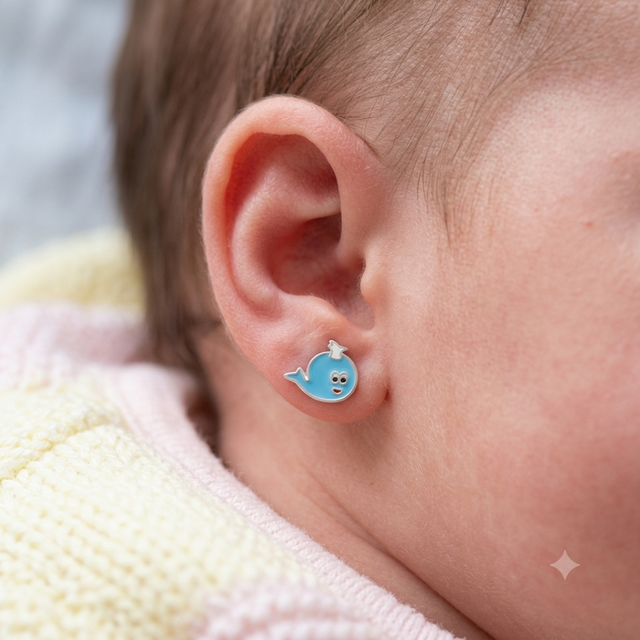 Silver Little Blue Whale Earrings