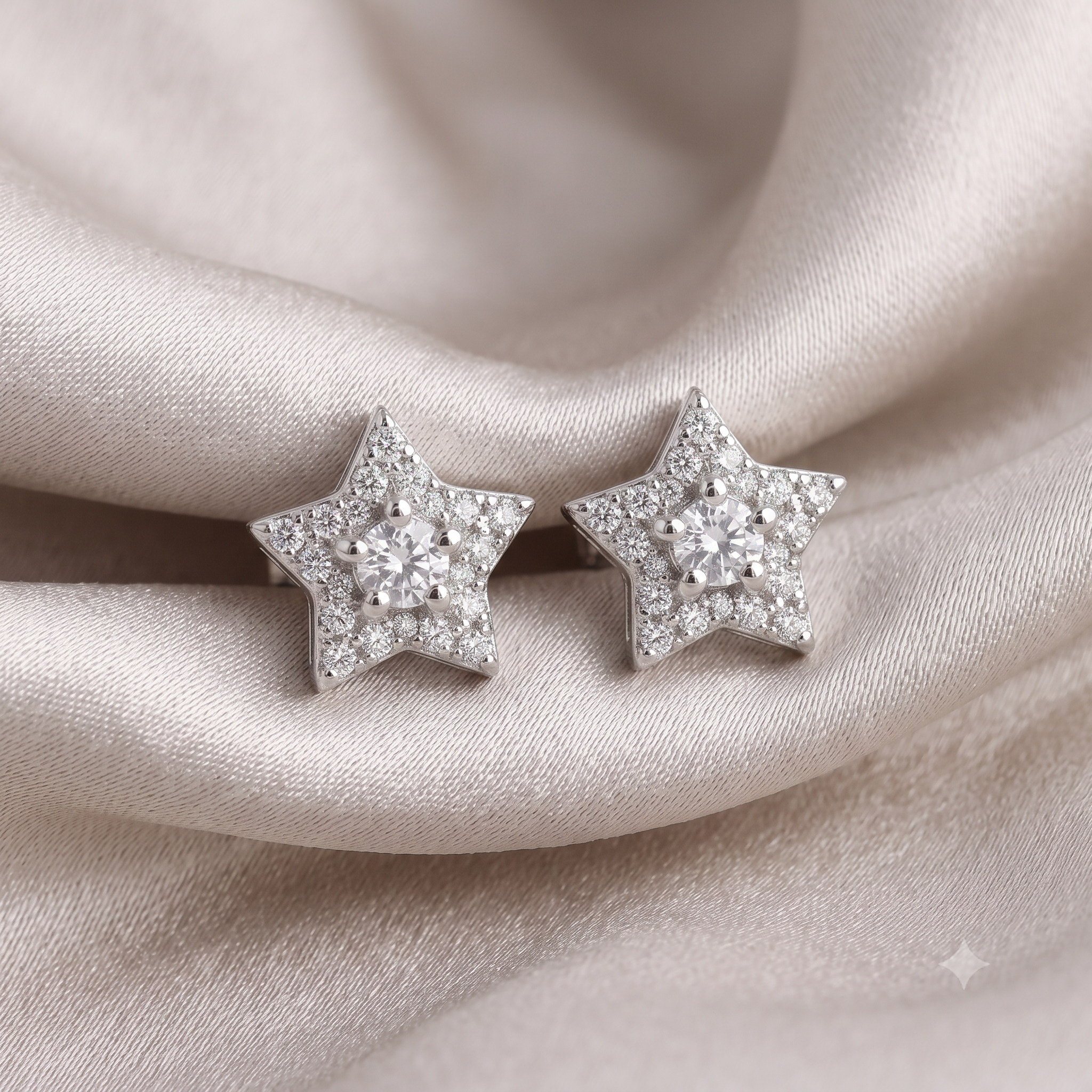 Silver Little Star in Star Earrings