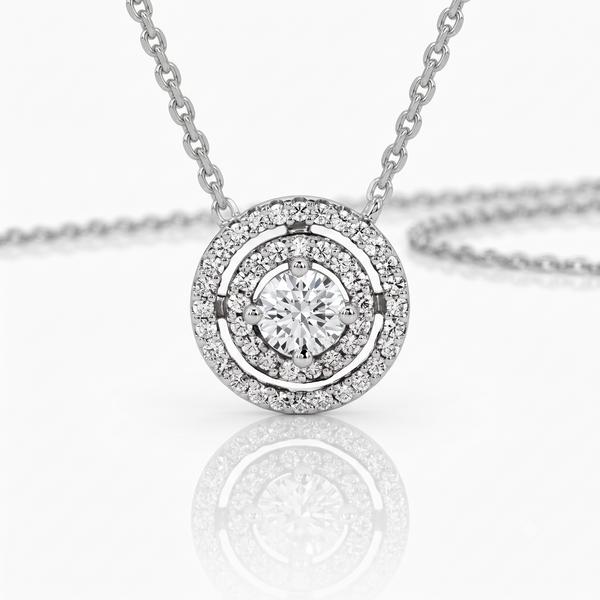Silver Sparkling Two Row and Center Necklace 44cm + 5cm