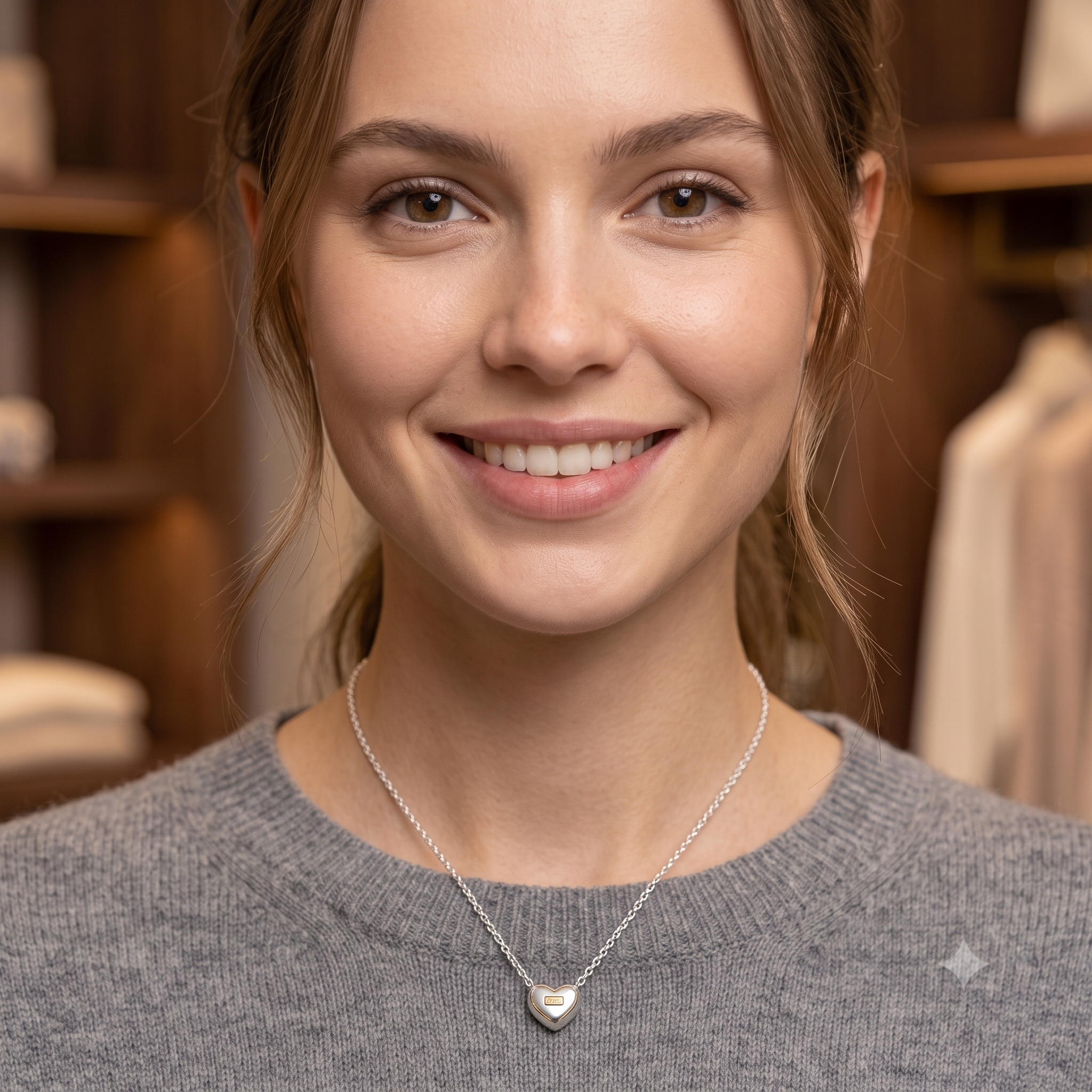 Silver Binary Heart Necklace