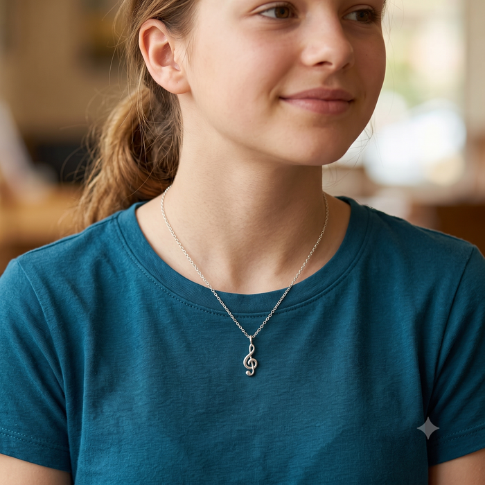 Silver Kids G-Clef Necklace