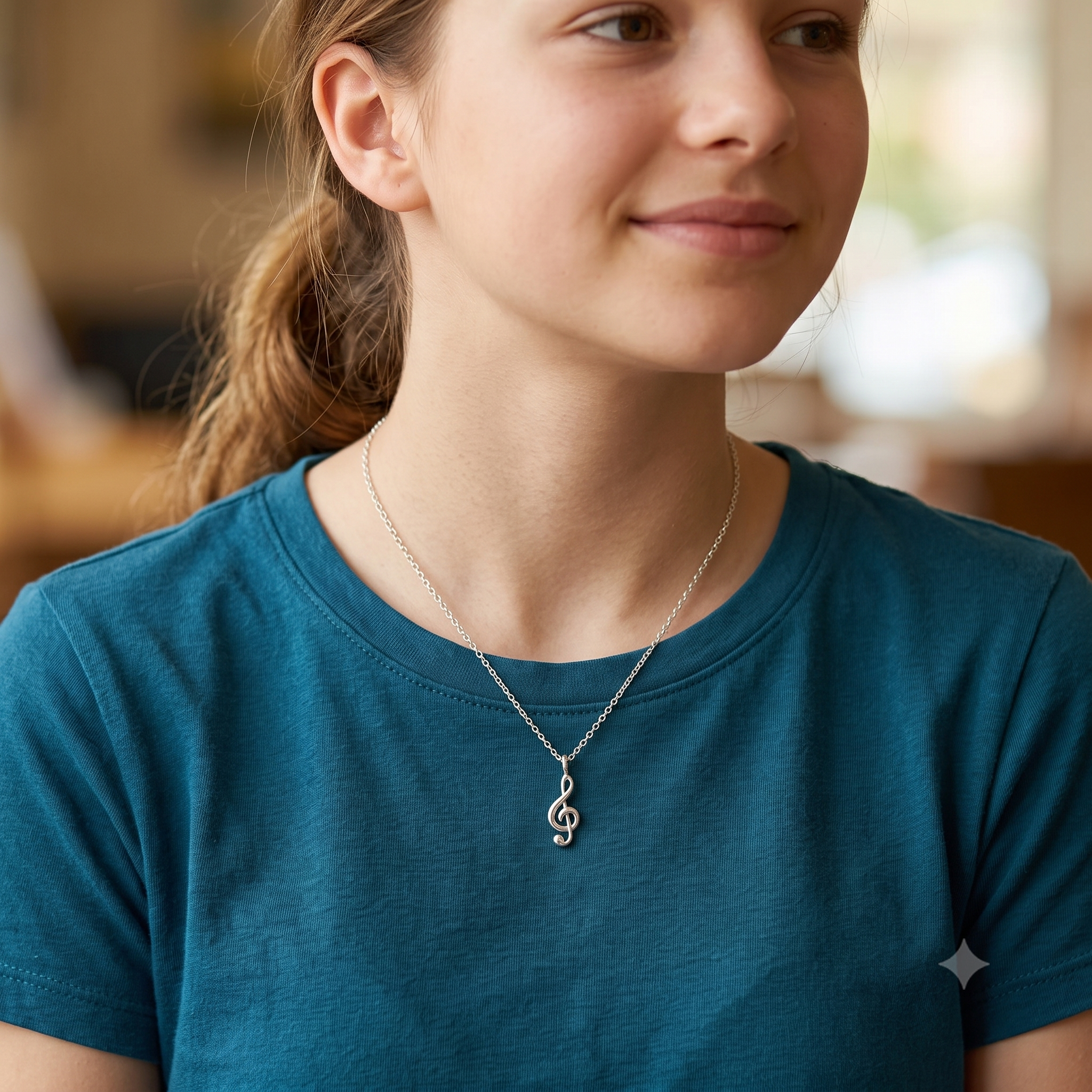Silver Kids G-Clef Necklace