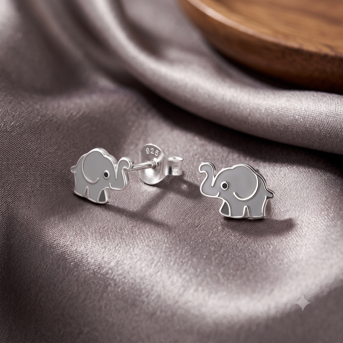 Silver Kids Elephant Stud Earrings