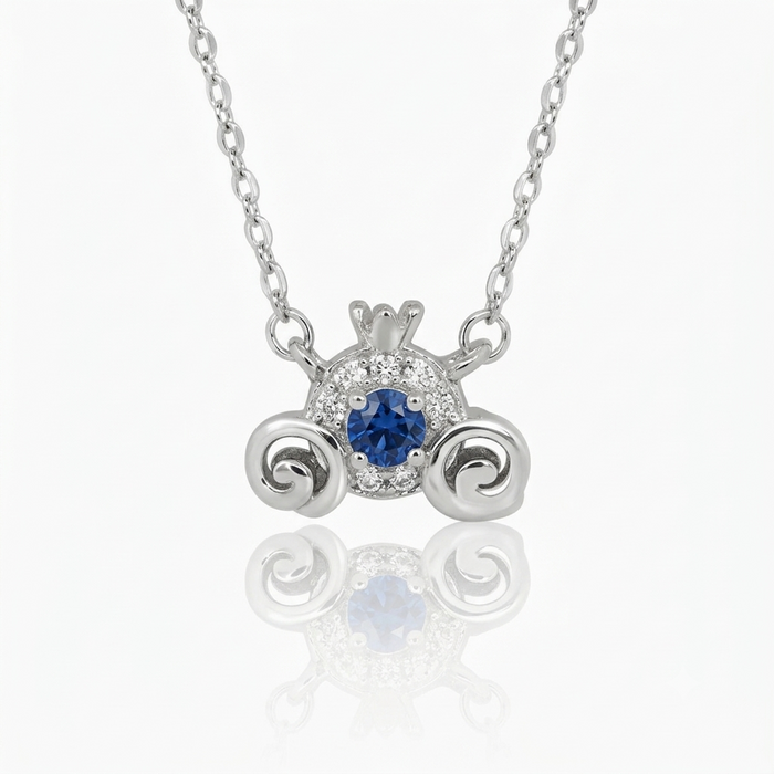 Silver Aquamarine Blue Oxidised Tiara Necklace