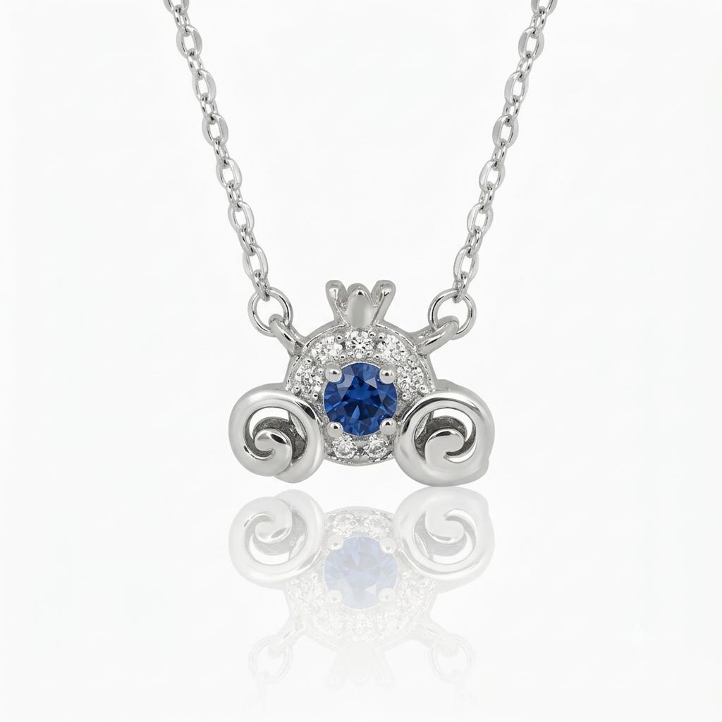 Silver Aquamarine Blue Oxidised Tiara Necklace