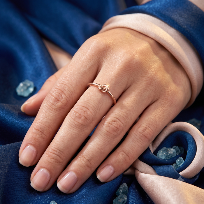 Silver Rose Gold Knot Ring