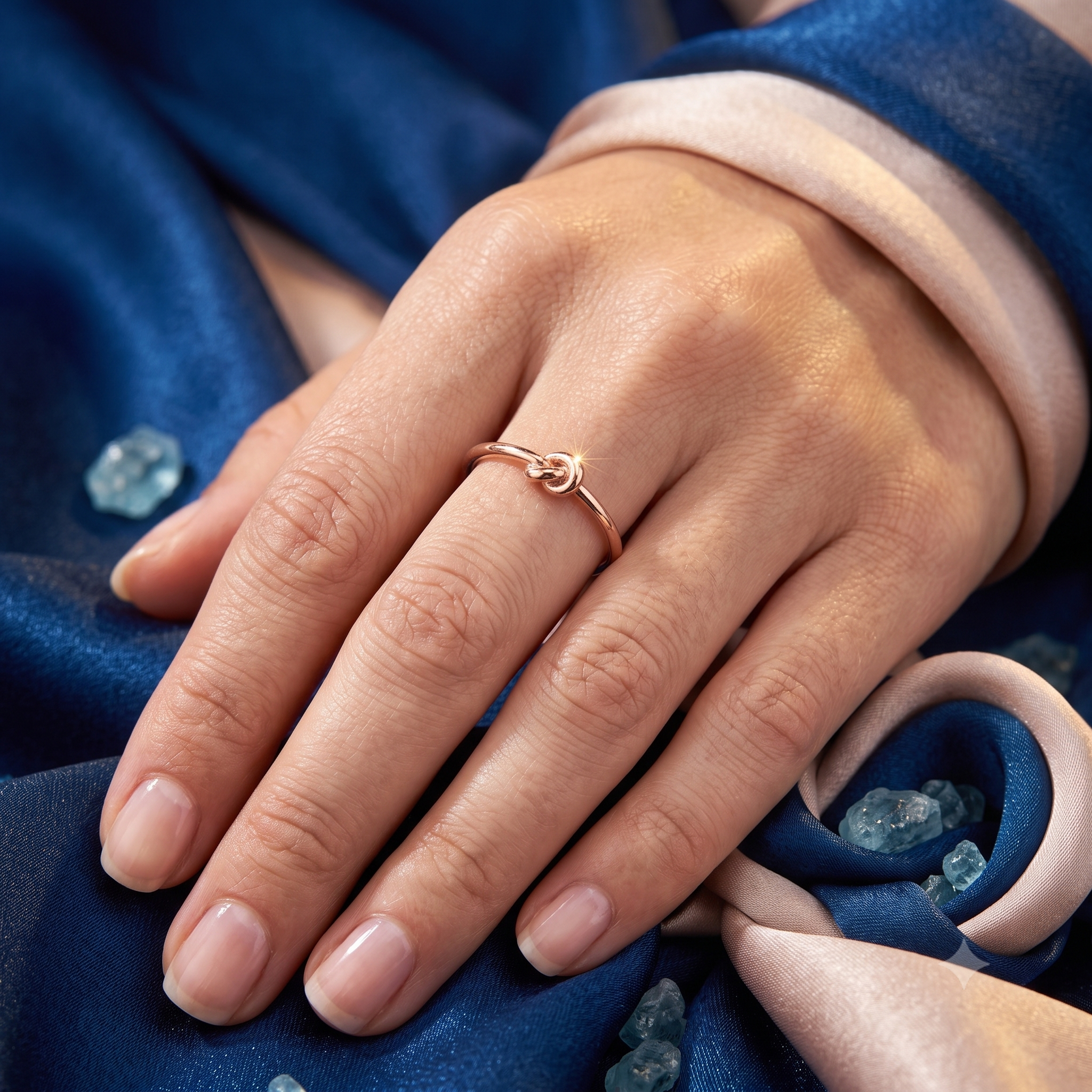 Silver Rose Gold Knot Ring