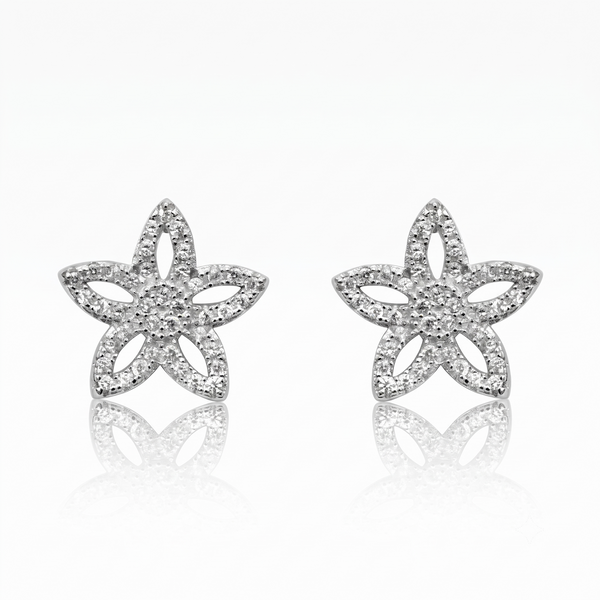 Silver Sparkling Stellar Flower Earrings