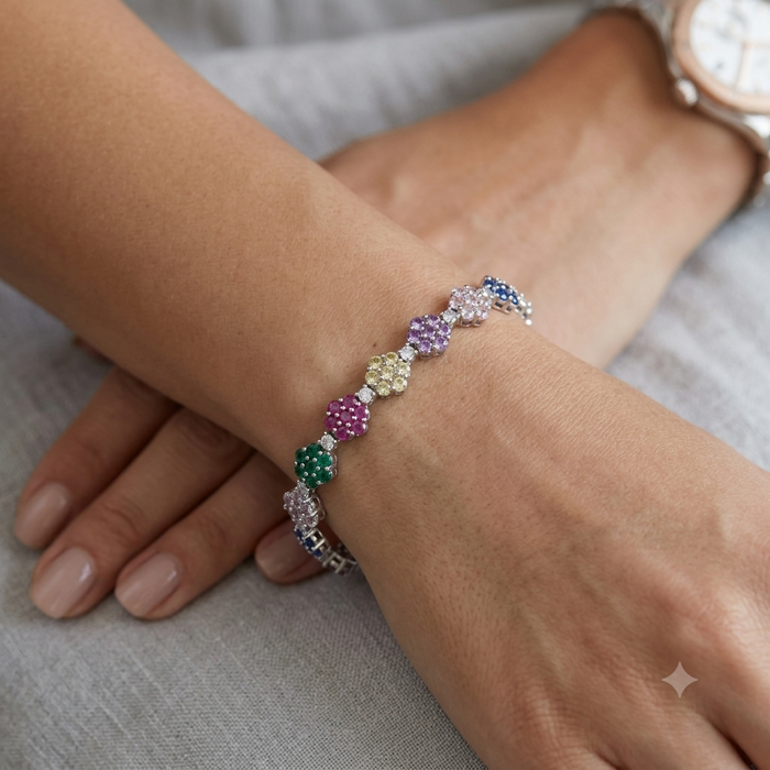 Silver Sparkling Six Tone Bracelet