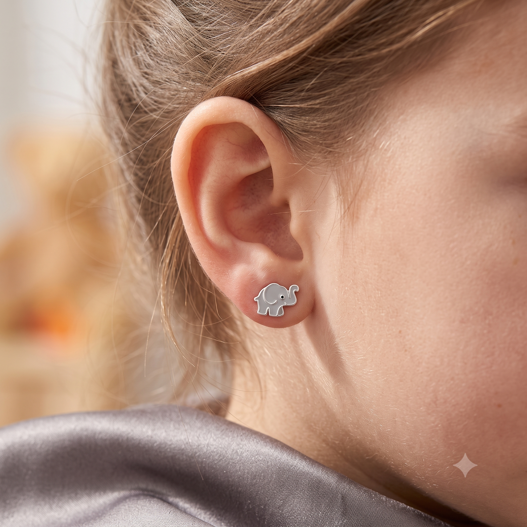 Silver Kids Elephant Stud Earrings