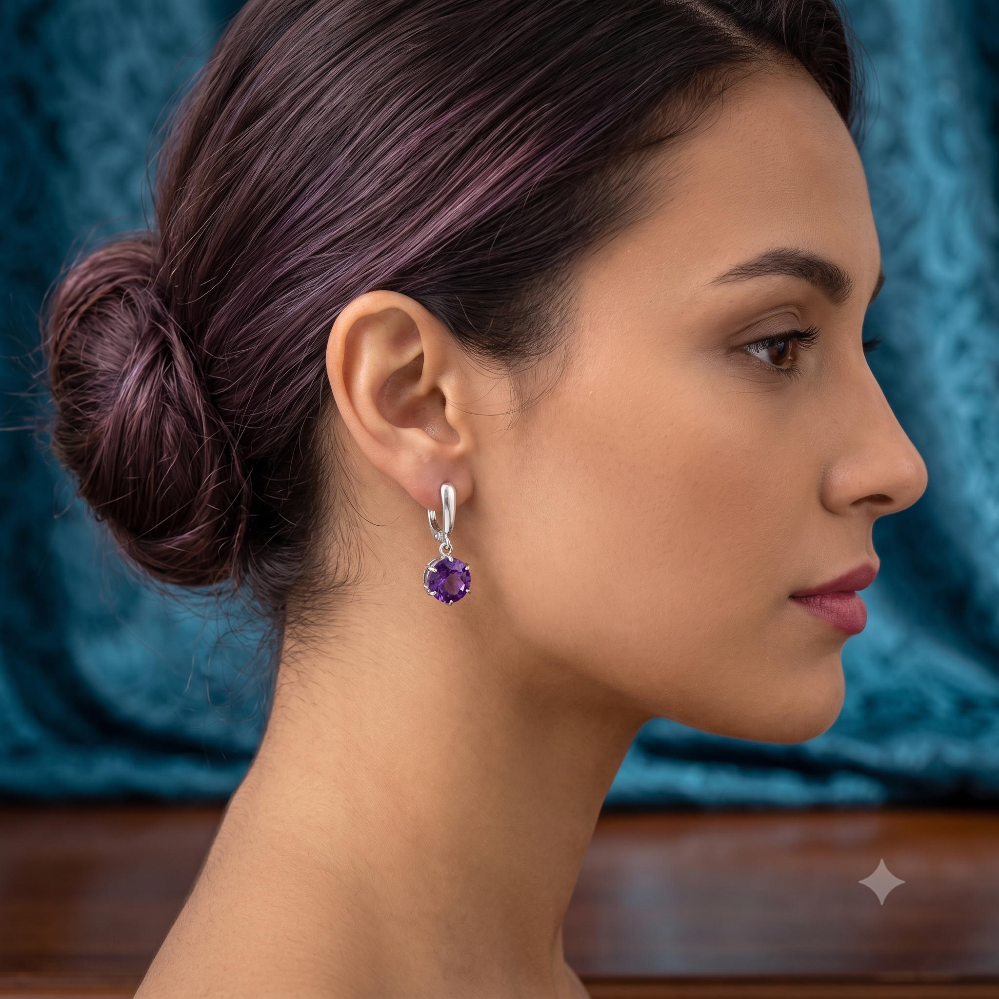 Silver Classic Amethyst Earrings