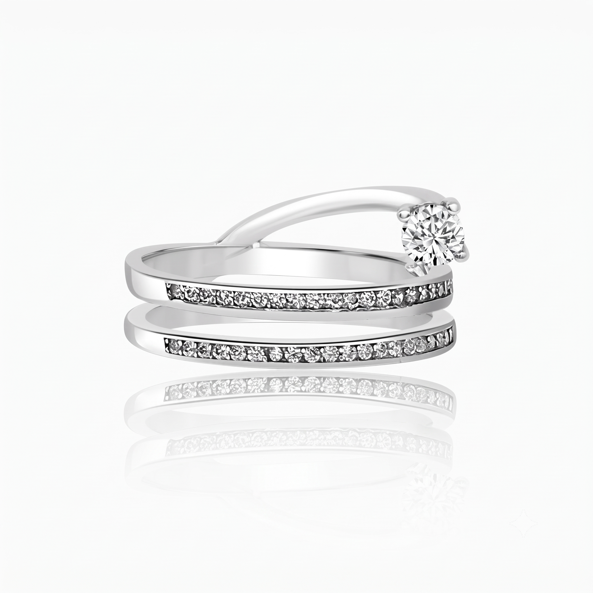 Silver Three Line Shimmer Ring