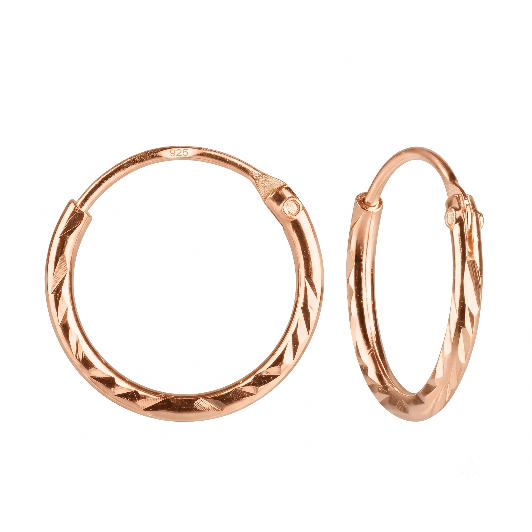 Silver Kids Diamond Cut Hoop Earrings 12mm