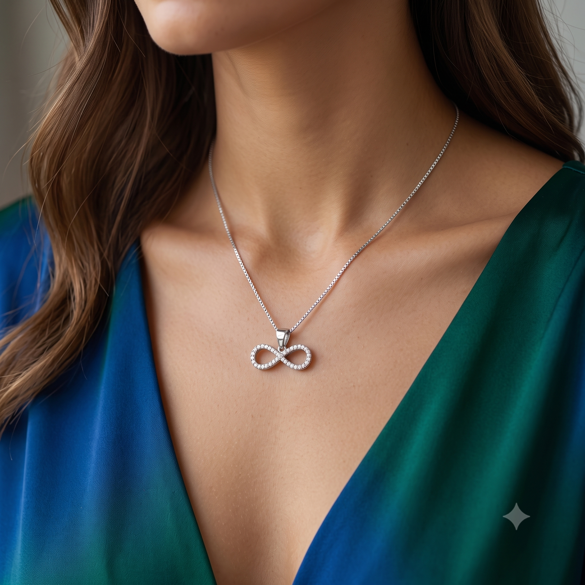 Silver Sparkling Infinity Pendant