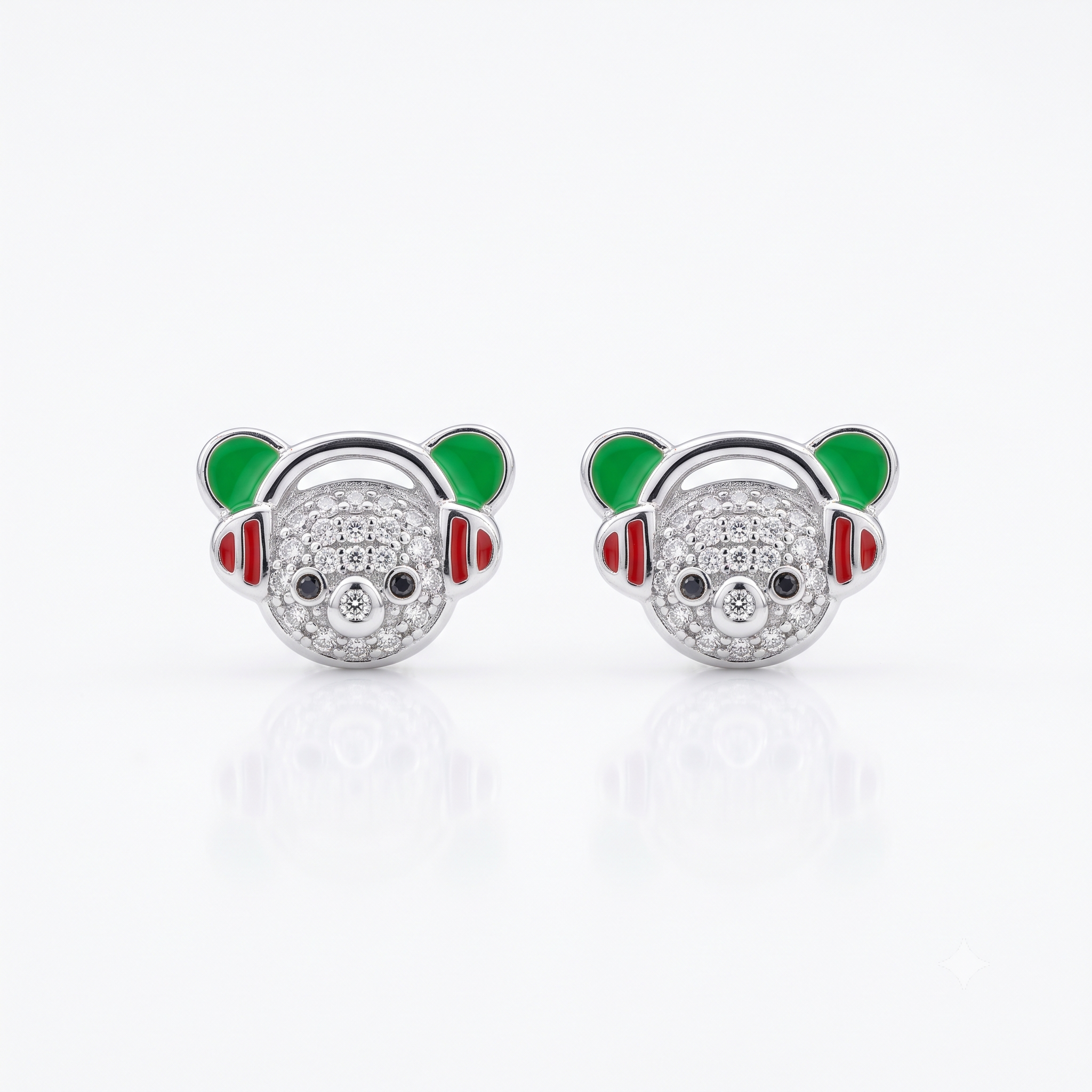 Silver Sparkling DJ Teddy Earrings