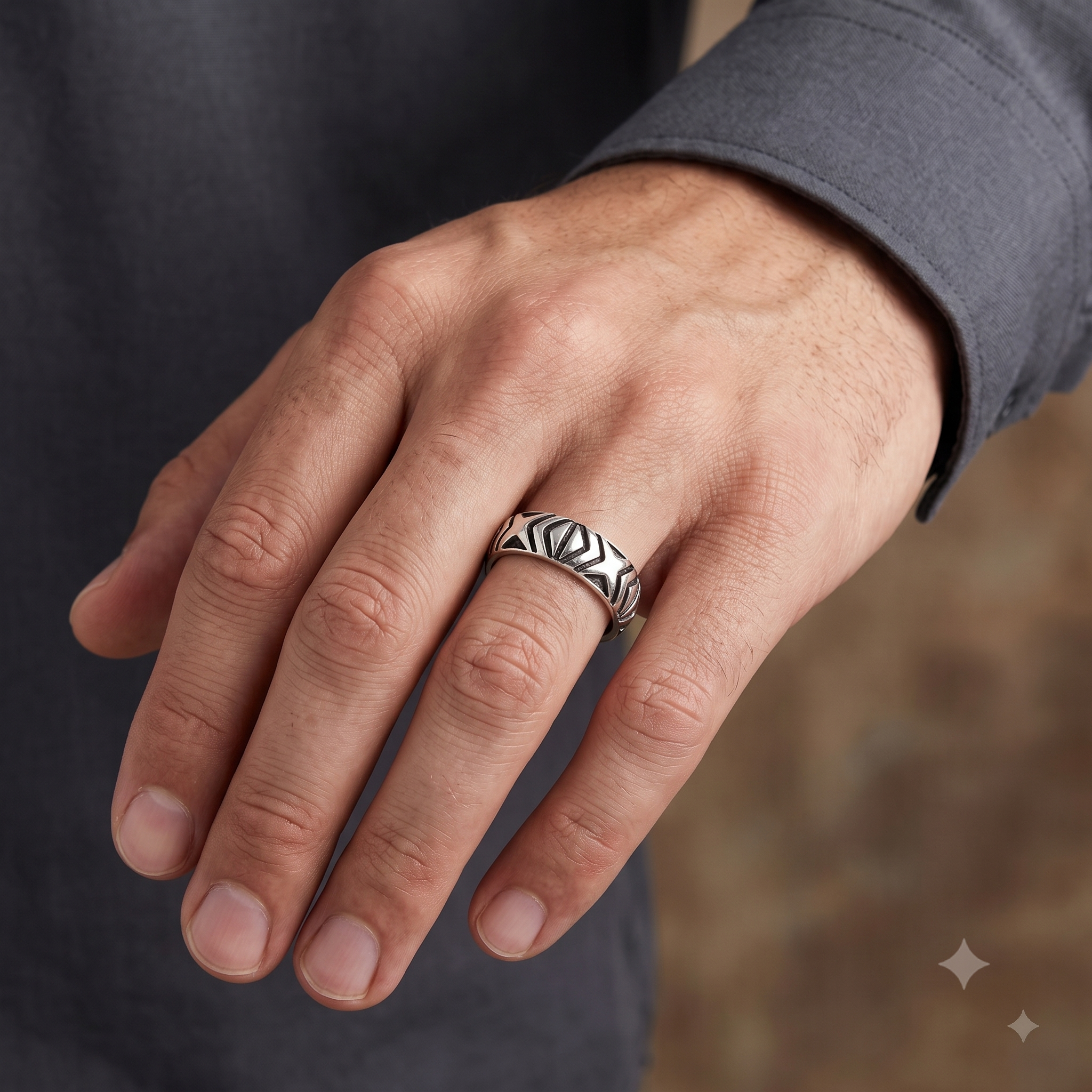 Silver Astrix Band Ring