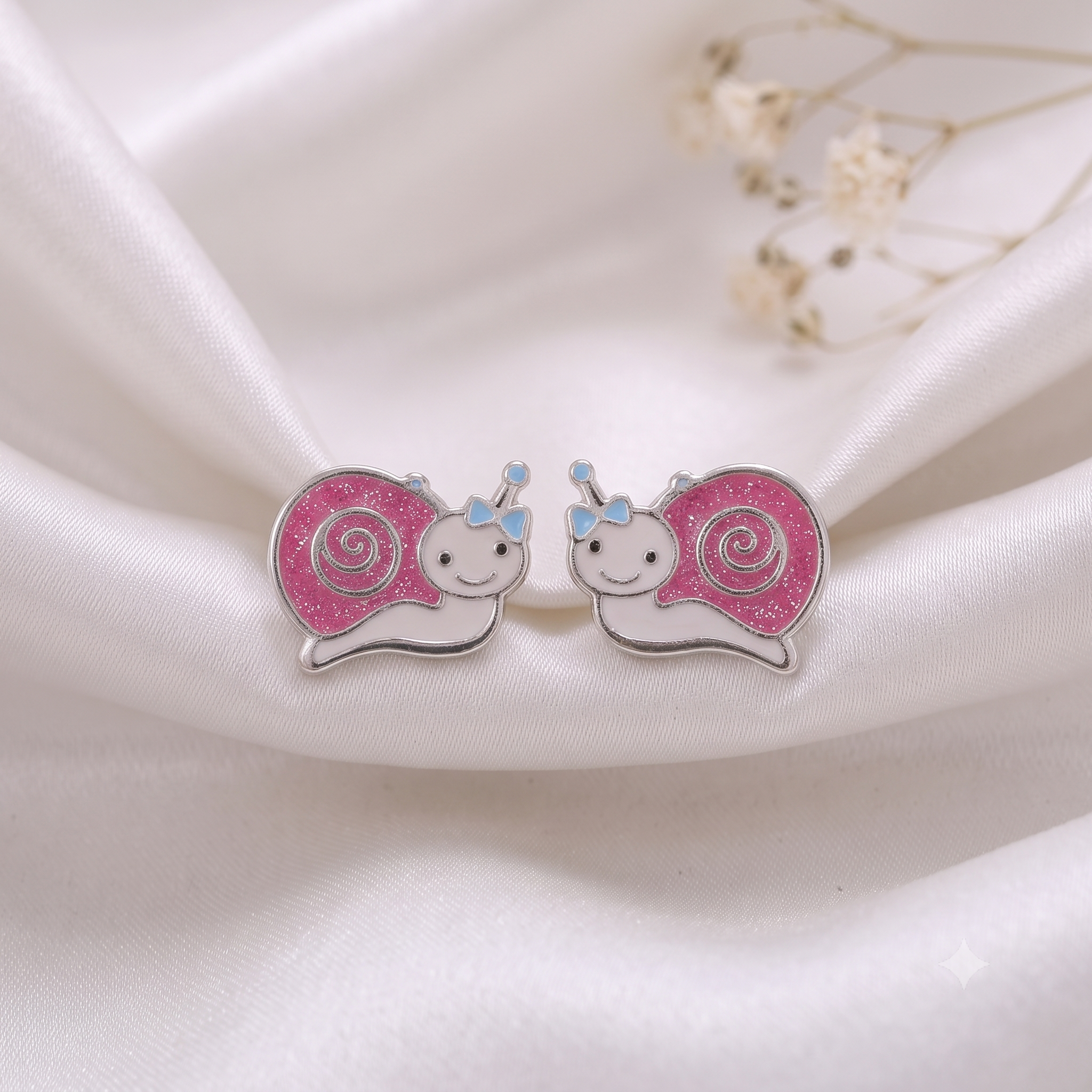 Silver Kids Snail Stud Earrings