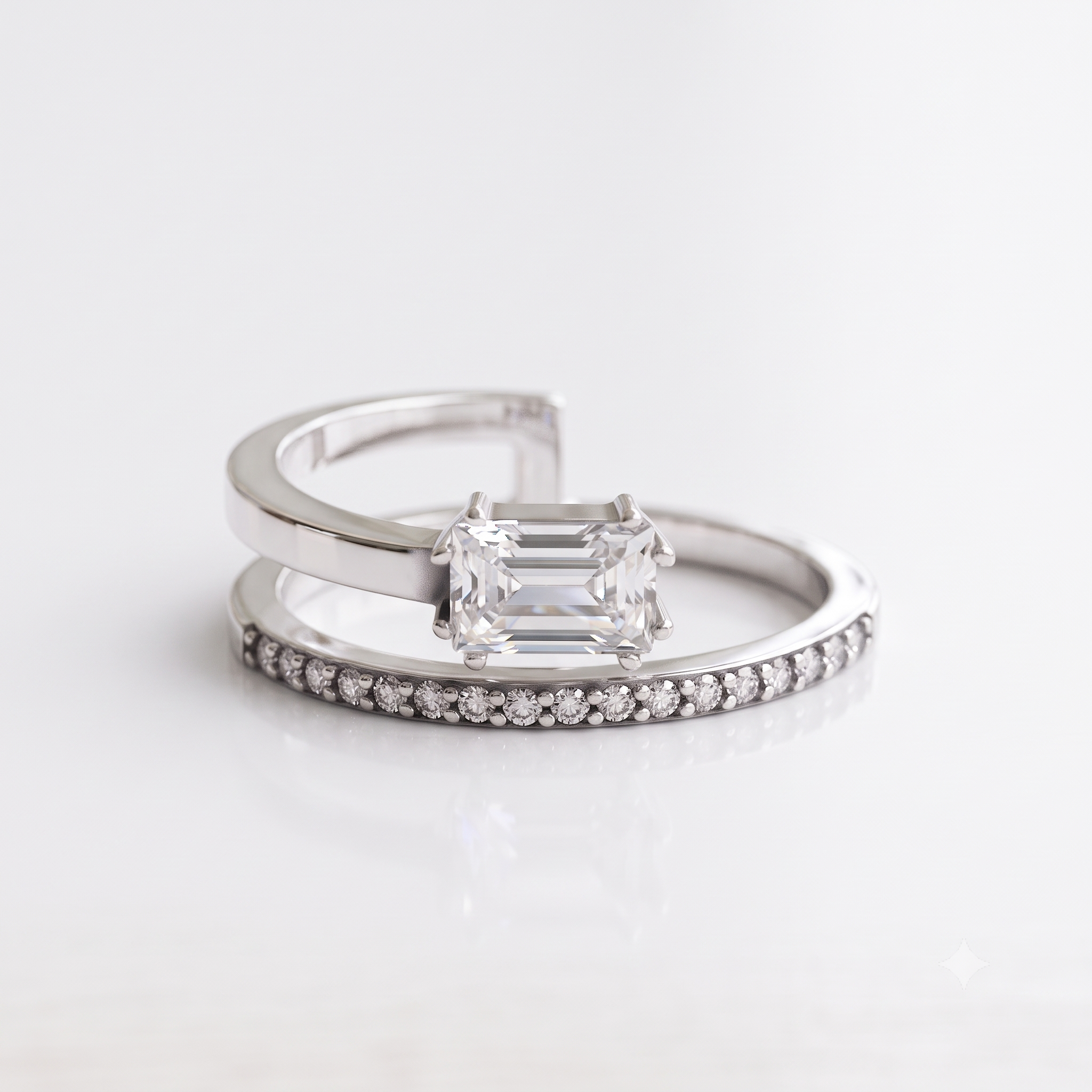 Silver Two Line Shimmer Ring