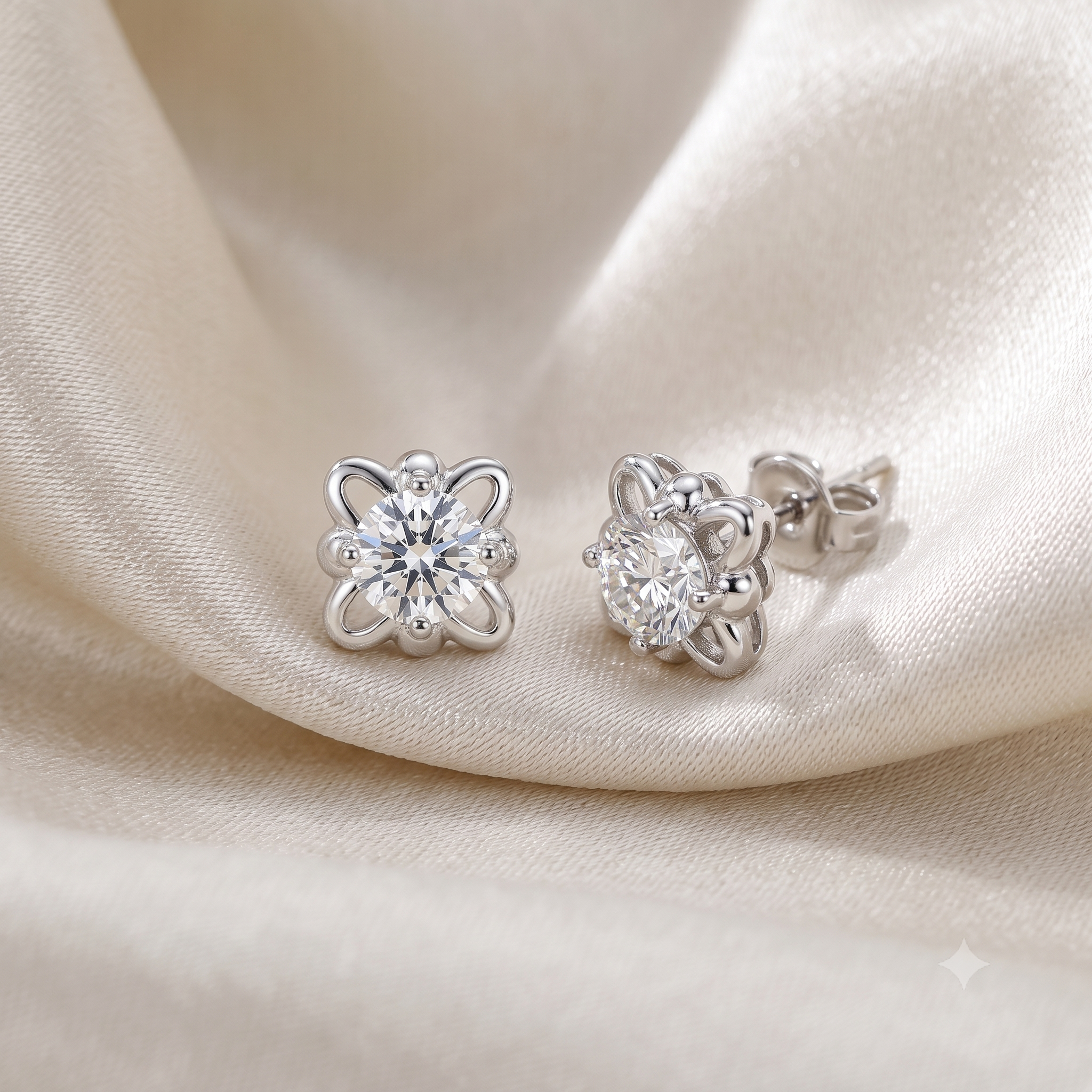 Silver Solitaire Highlight Earrings