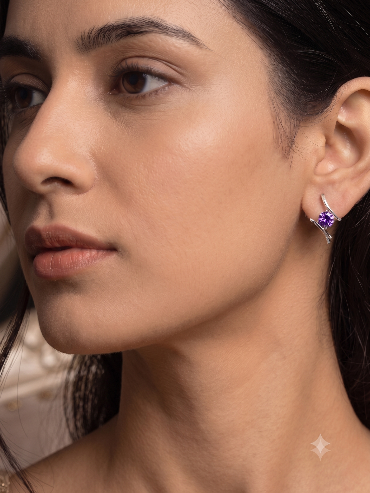 Silver Amethyst Embrace Earrings