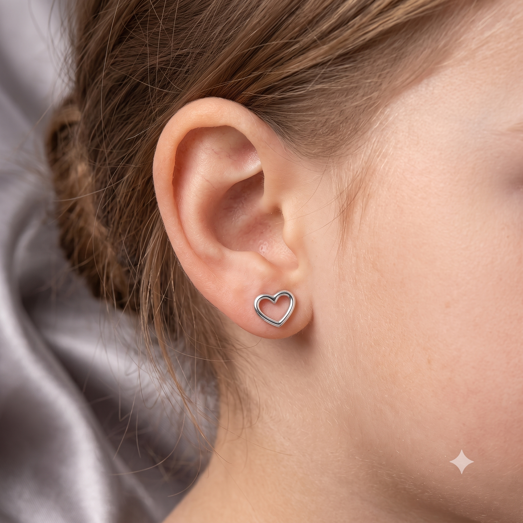 Silver Kids Heart Screw Back Earrings