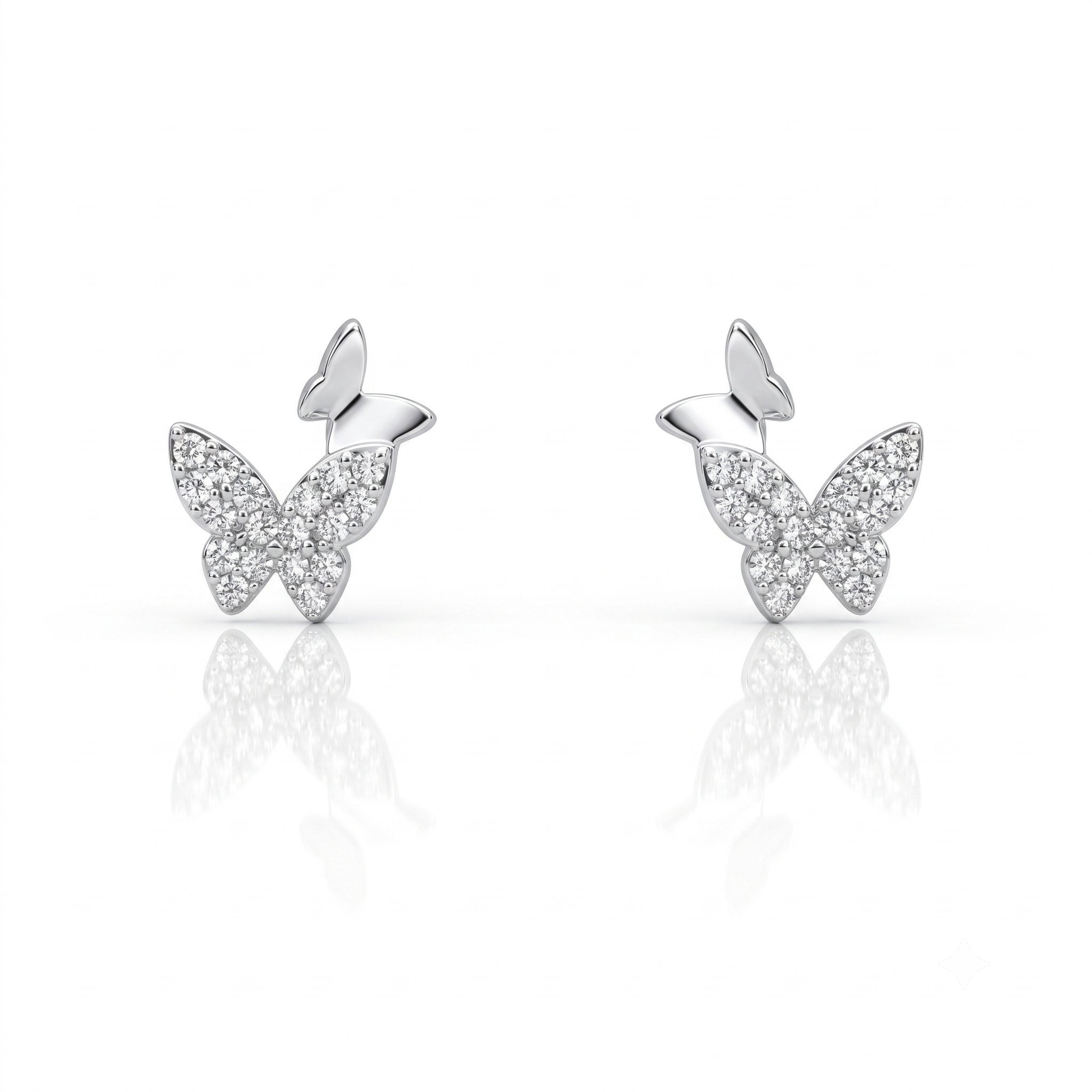 Silver Sparkling Butterfly and Baby Earrings
