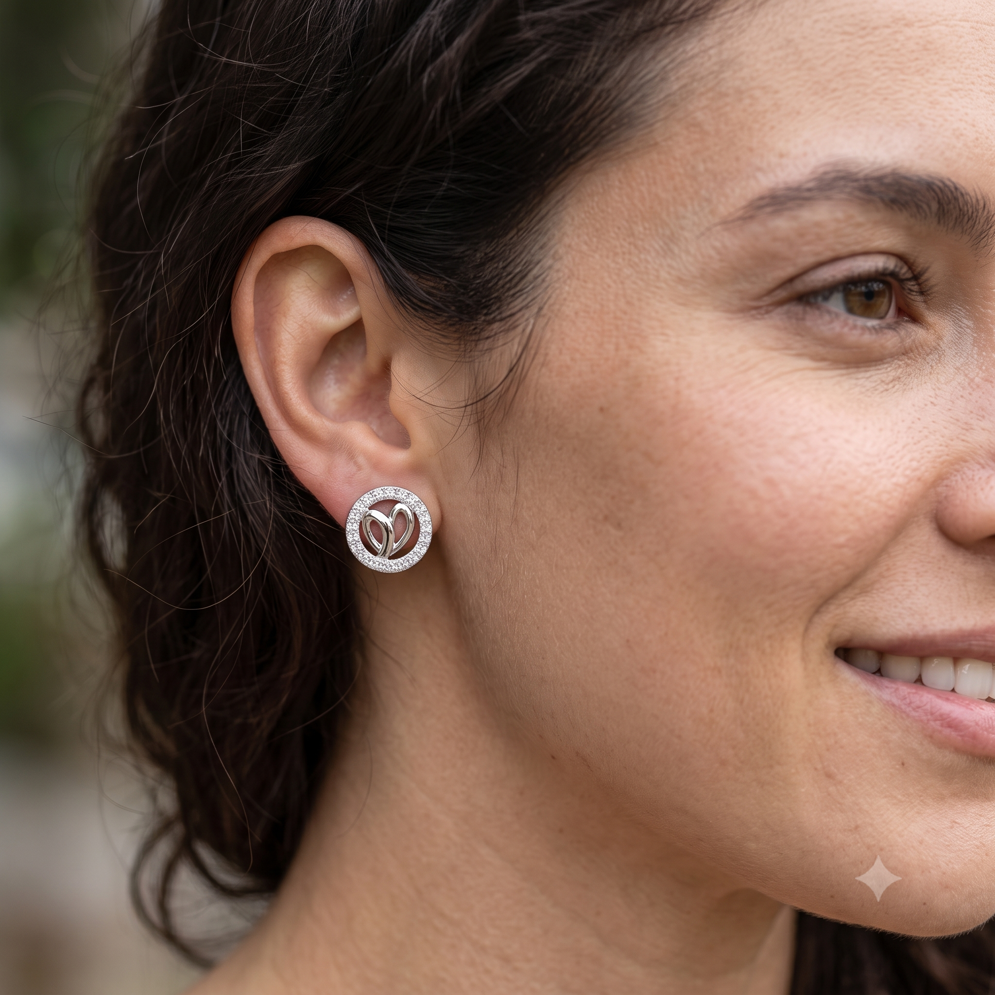 Silver Leaves in Sparkling Hoop Earrings