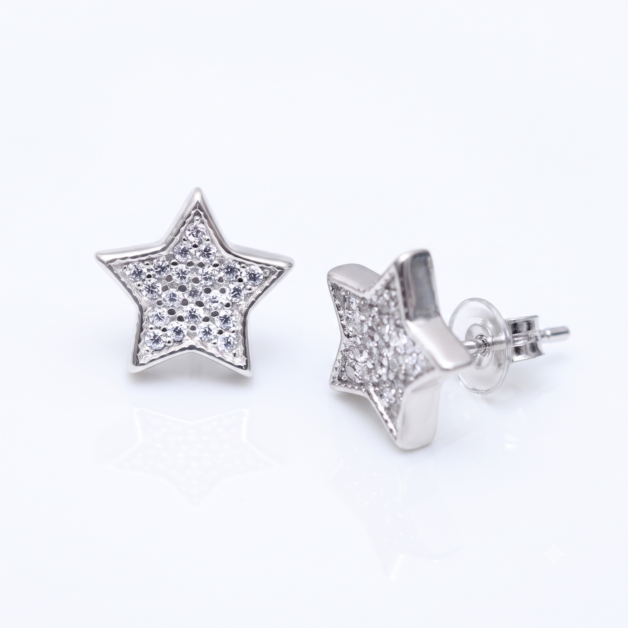Silver Sparkling Mega Star Earrings
