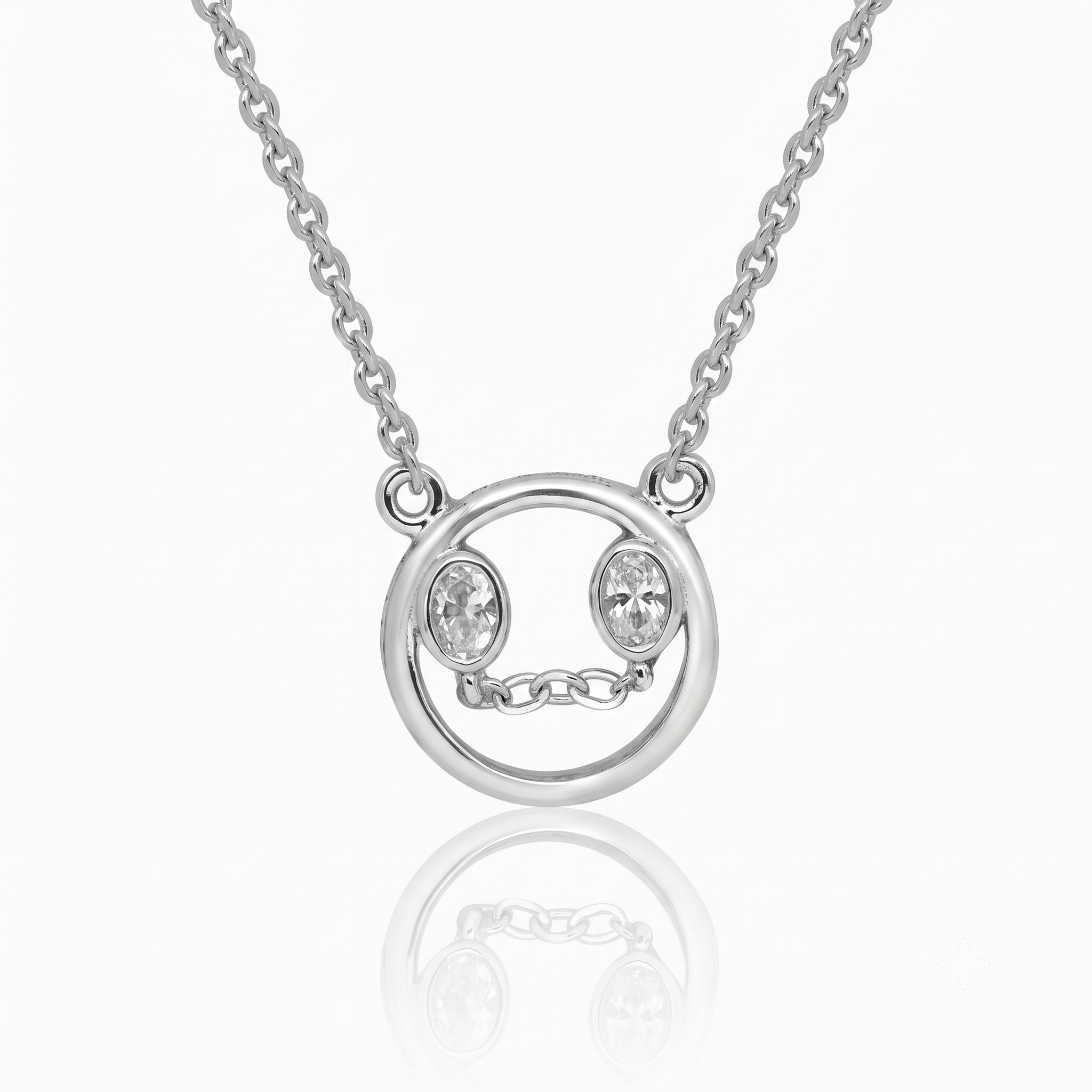 Silver Sparkling Smiley Necklace
