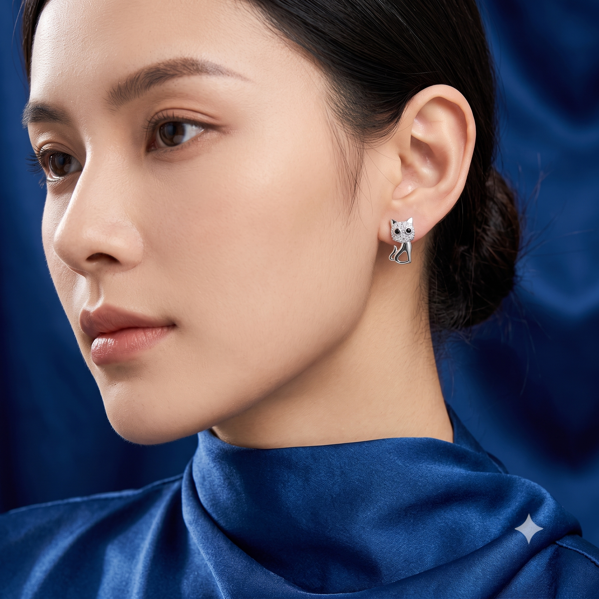 Silver Innocent Cat Earrings