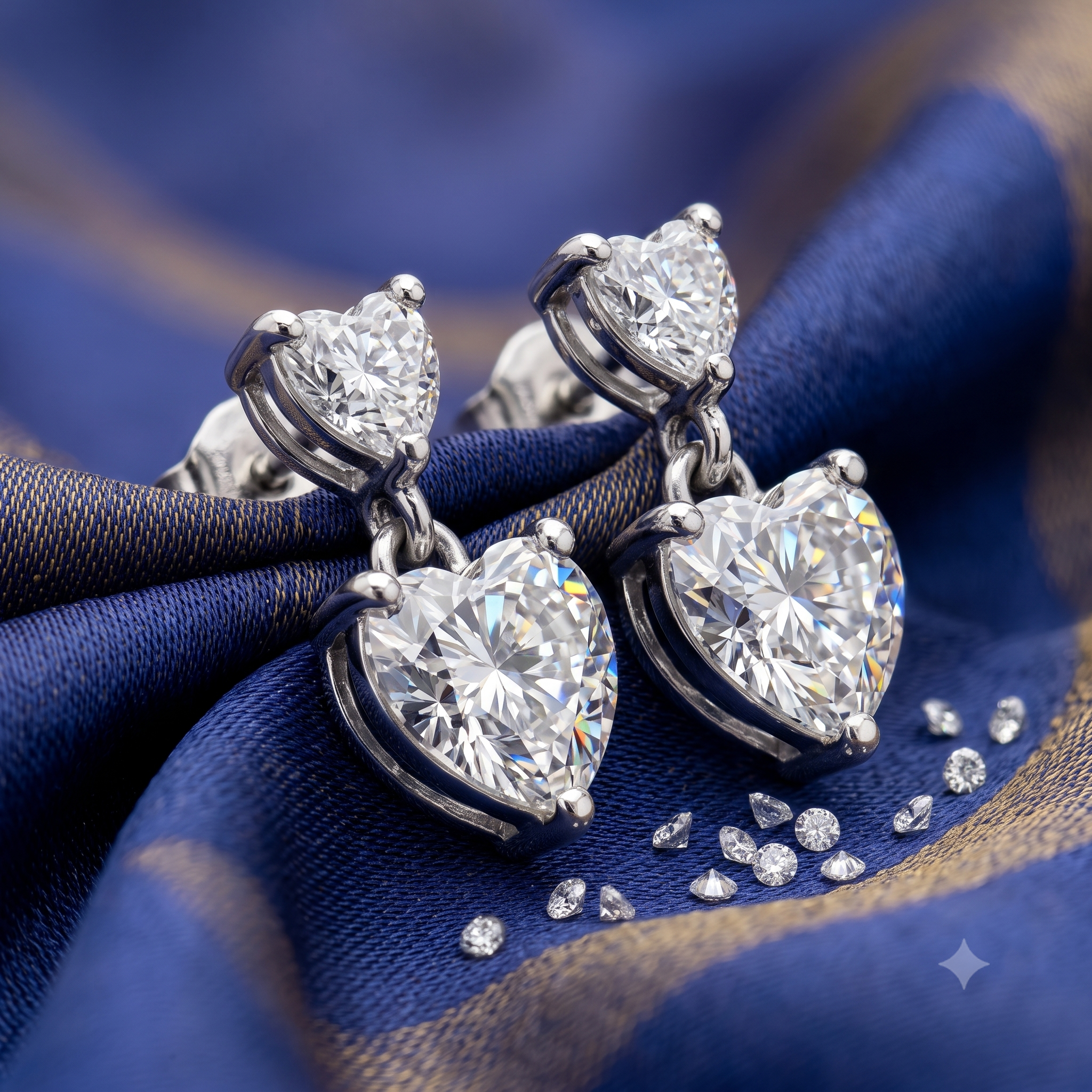 Silver Sparkling Solitaire Heart Embrace Earrings