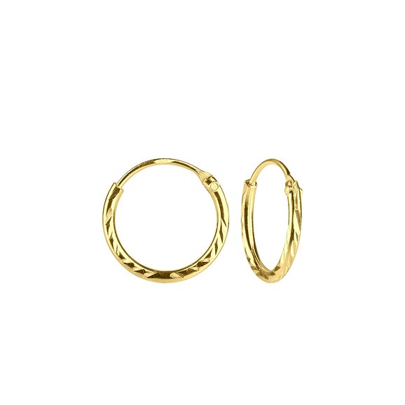 Silver Kids Diamond Cut Hoop Earrings 12mm