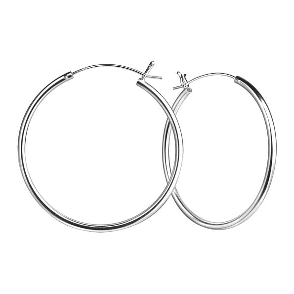 Silver French Lock Hoop Earrings 40mm