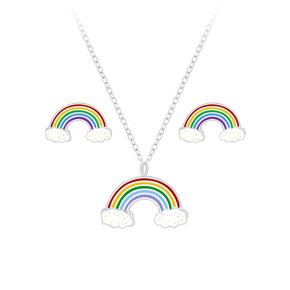 Silver Kids Rainbow Necklace Set