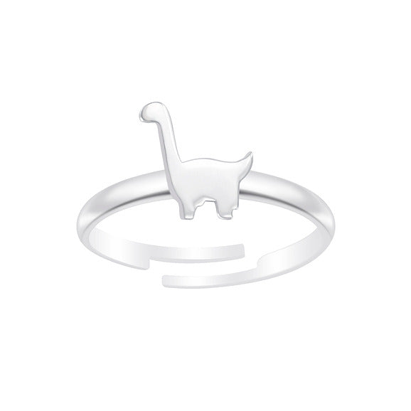 Silver Kids Dinosaur Adjustable Ring