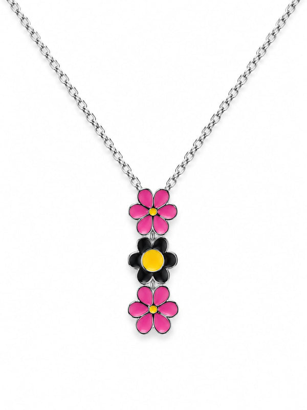 Silver Three Flower Necklace