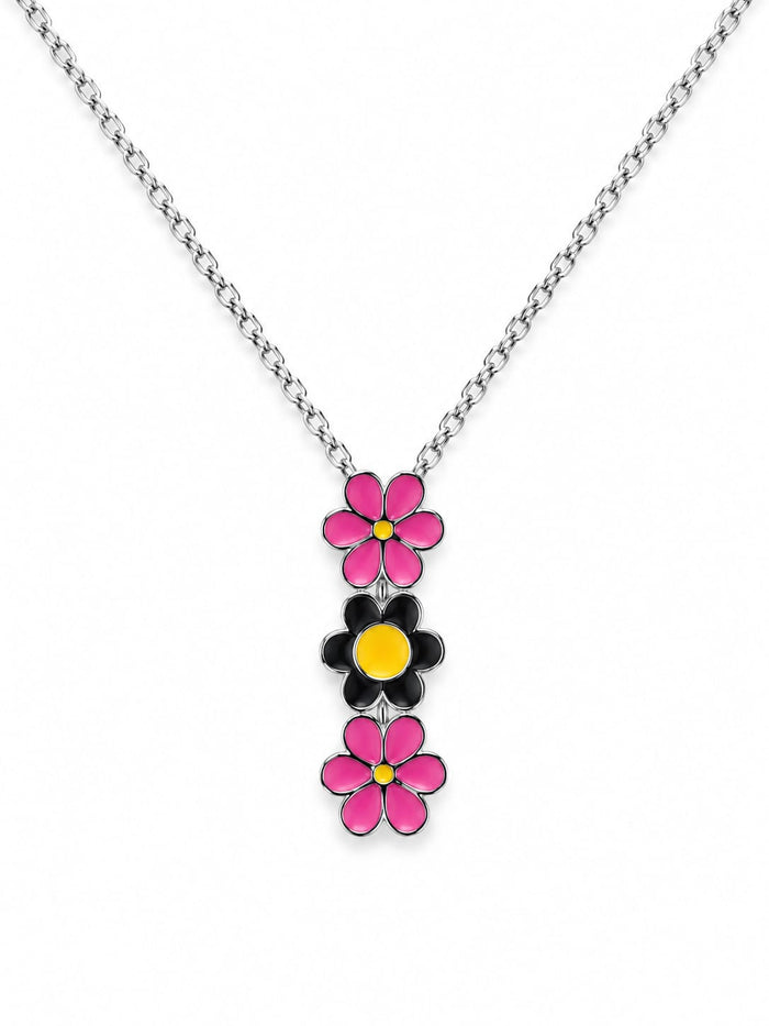 Silver Three Flower Necklace